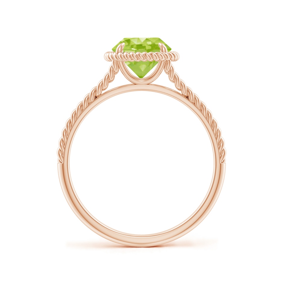 7mm AA Peridot Twist Rope Split Shank Ring in Rose Gold side-1