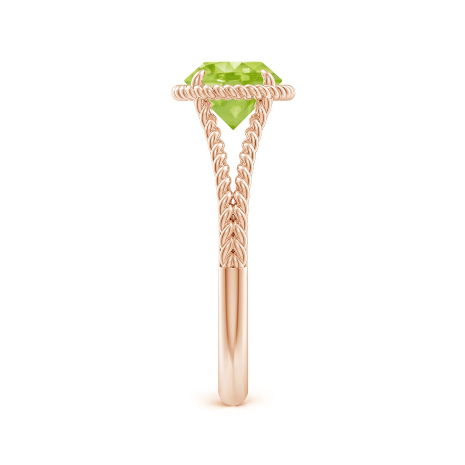 7mm AA Peridot Twist Rope Split Shank Ring in Rose Gold side-2