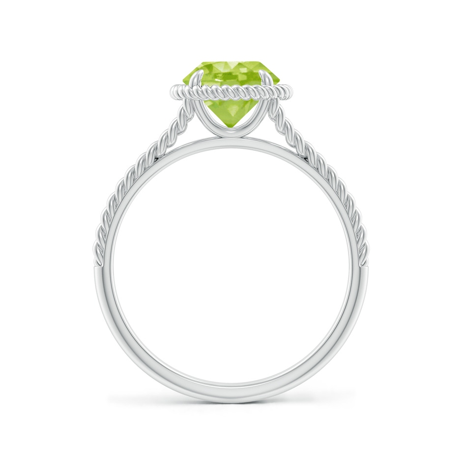 7mm AA Peridot Twist Rope Split Shank Ring in White Gold side-1