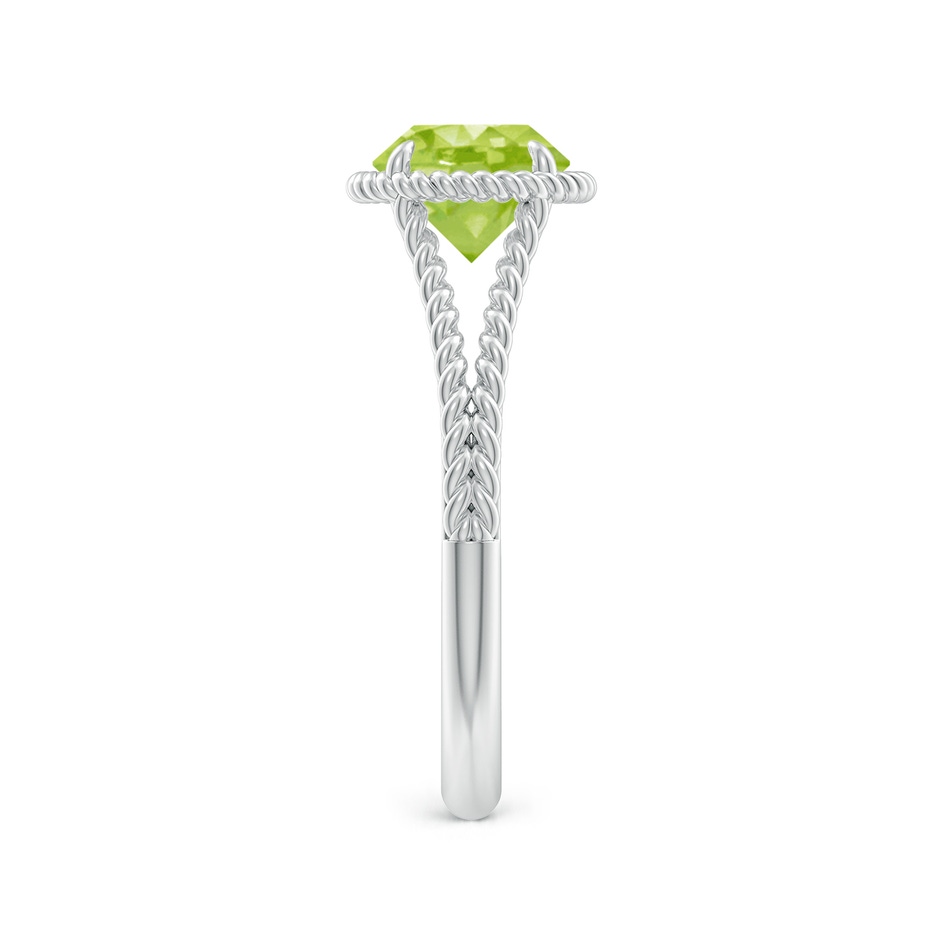 7mm AA Peridot Twist Rope Split Shank Ring in White Gold side-2