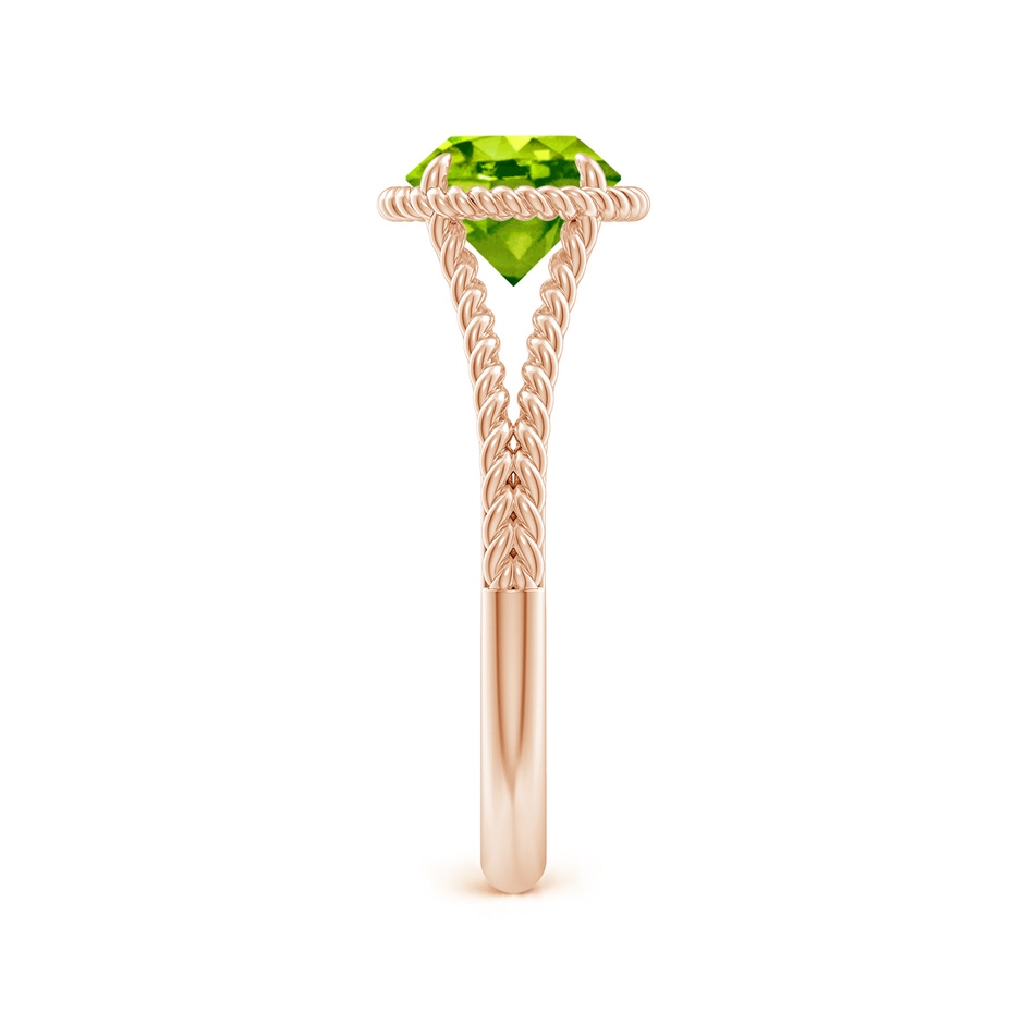 7mm AAA Peridot Twist Rope Split Shank Ring in Rose Gold side-2