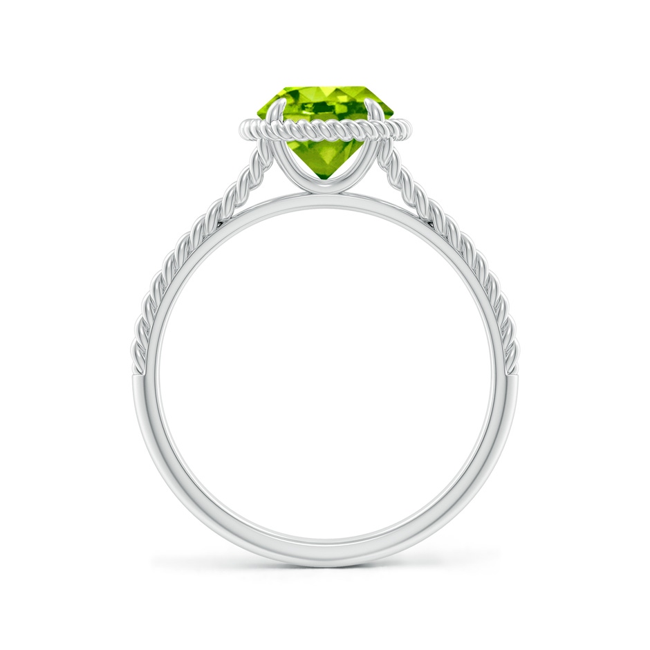 7mm AAA Peridot Twist Rope Split Shank Ring in White Gold side-1