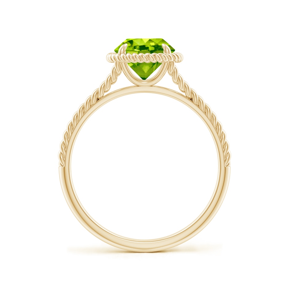 7mm AAA Peridot Twist Rope Split Shank Ring in Yellow Gold side-1