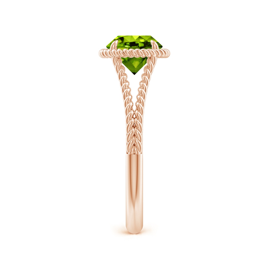 7mm AAAA Peridot Twist Rope Split Shank Ring in Rose Gold side-2