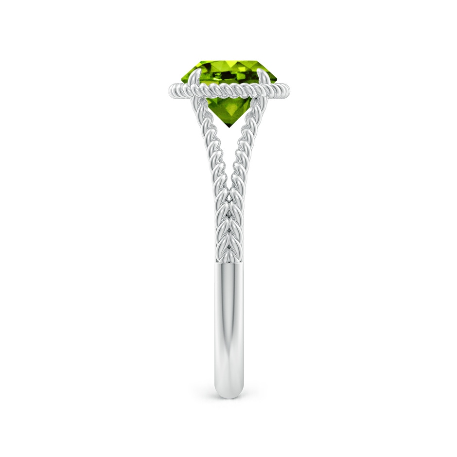 7mm AAAA Peridot Twist Rope Split Shank Ring in White Gold side-2