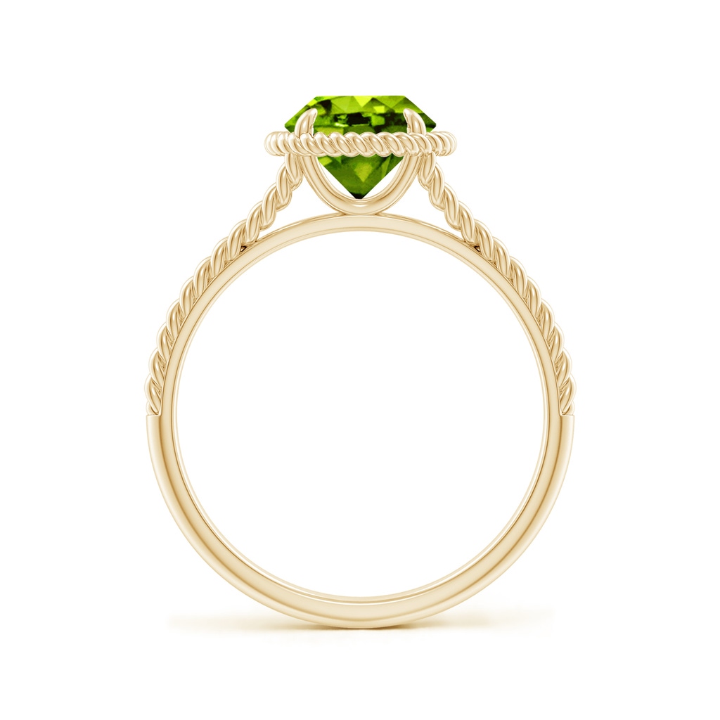 7mm AAAA Peridot Twist Rope Split Shank Ring in Yellow Gold Side-1