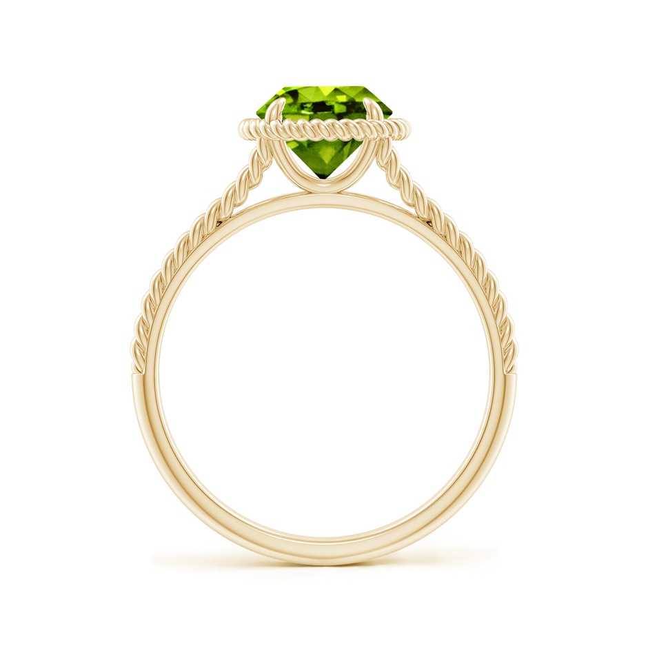 7mm AAAA Peridot Twist Rope Split Shank Ring in Yellow Gold side-1