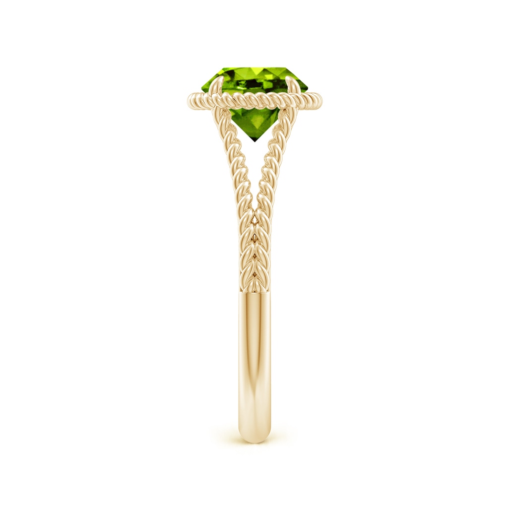 7mm AAAA Peridot Twist Rope Split Shank Ring in Yellow Gold Side-2