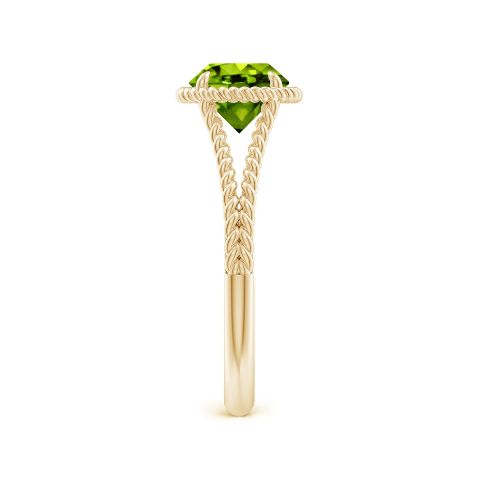 7mm AAAA Peridot Twist Rope Split Shank Ring in Yellow Gold side-2