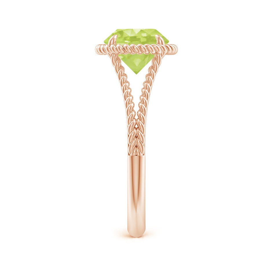 8mm A Peridot Twist Rope Split Shank Ring in Rose Gold side-2