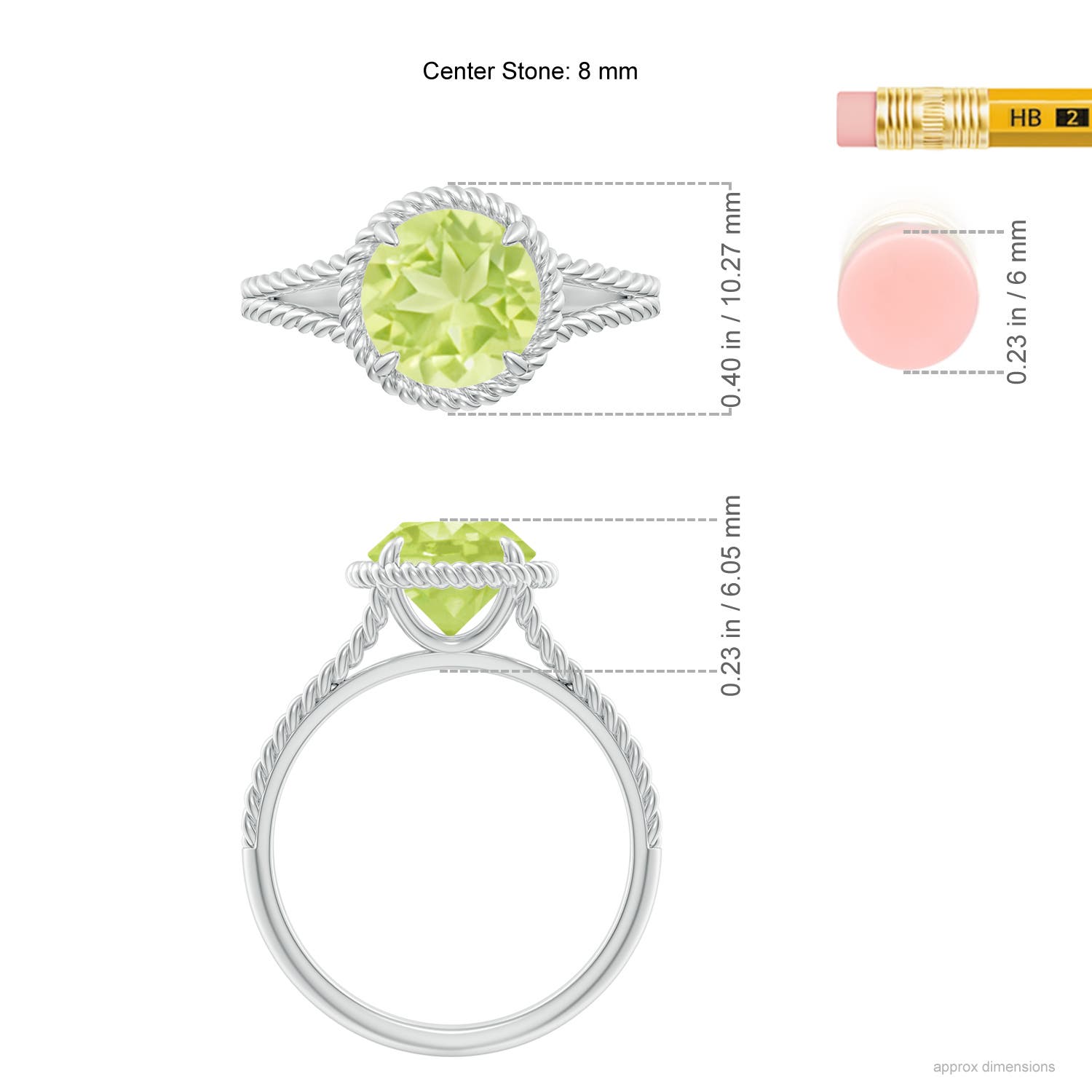 A - Peridot / 2 CT / 14 KT White Gold