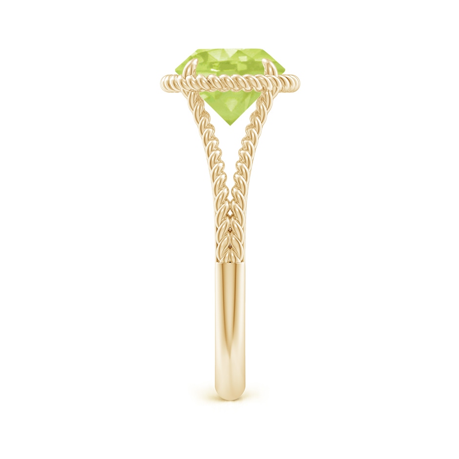8mm A Peridot Twist Rope Split Shank Ring in Yellow Gold side-2