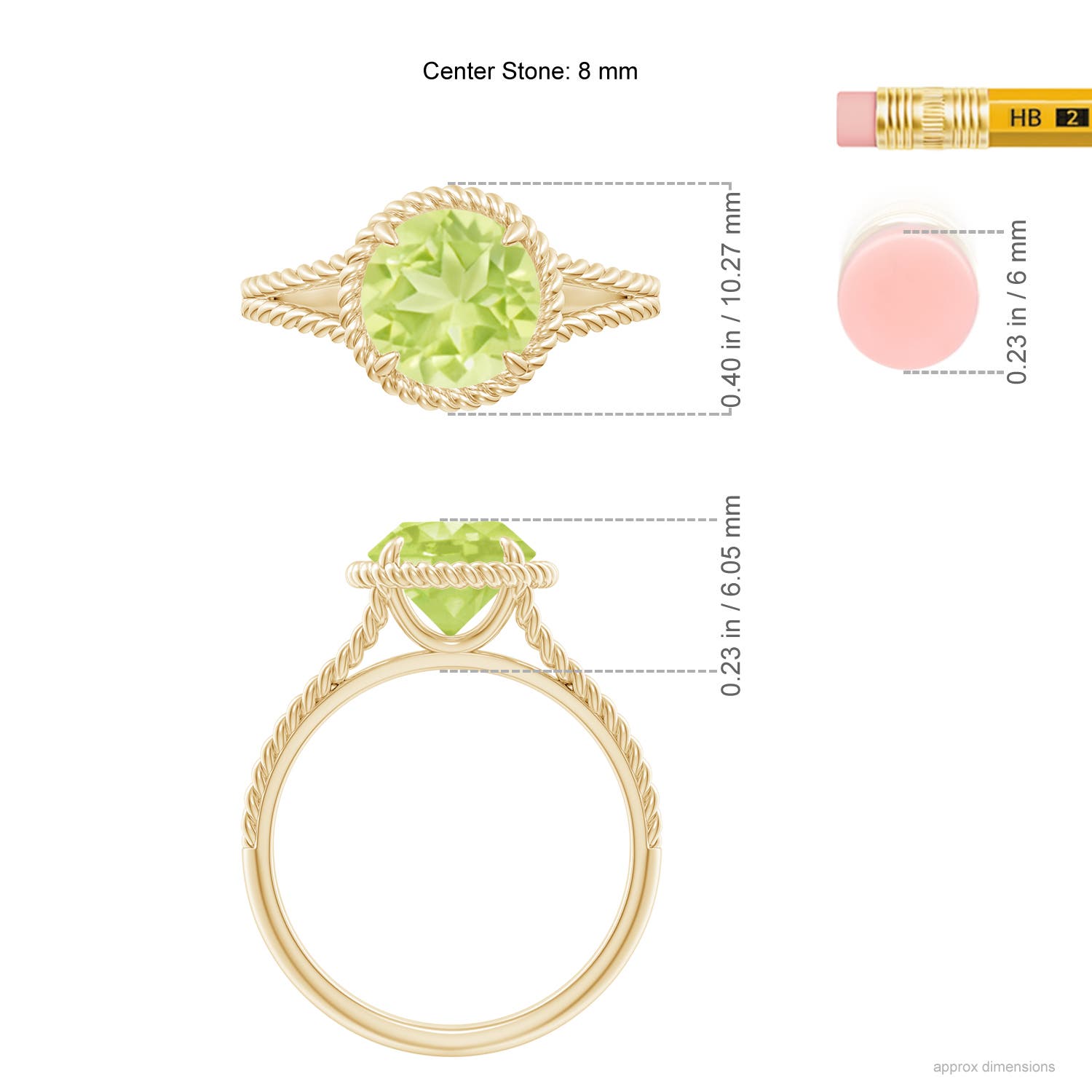 A - Peridot / 2 CT / 14 KT Yellow Gold