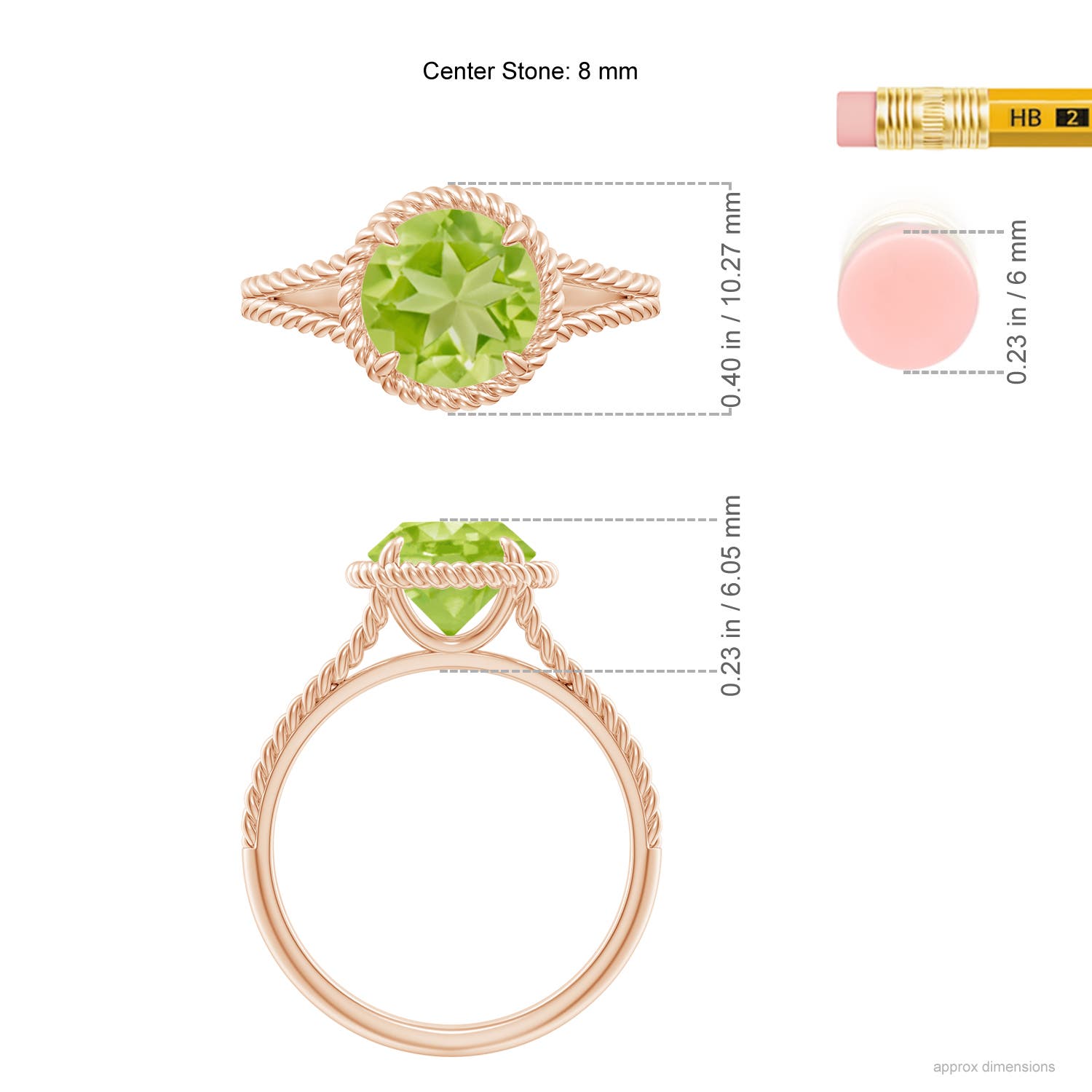 AA - Peridot / 2 CT / 14 KT Rose Gold