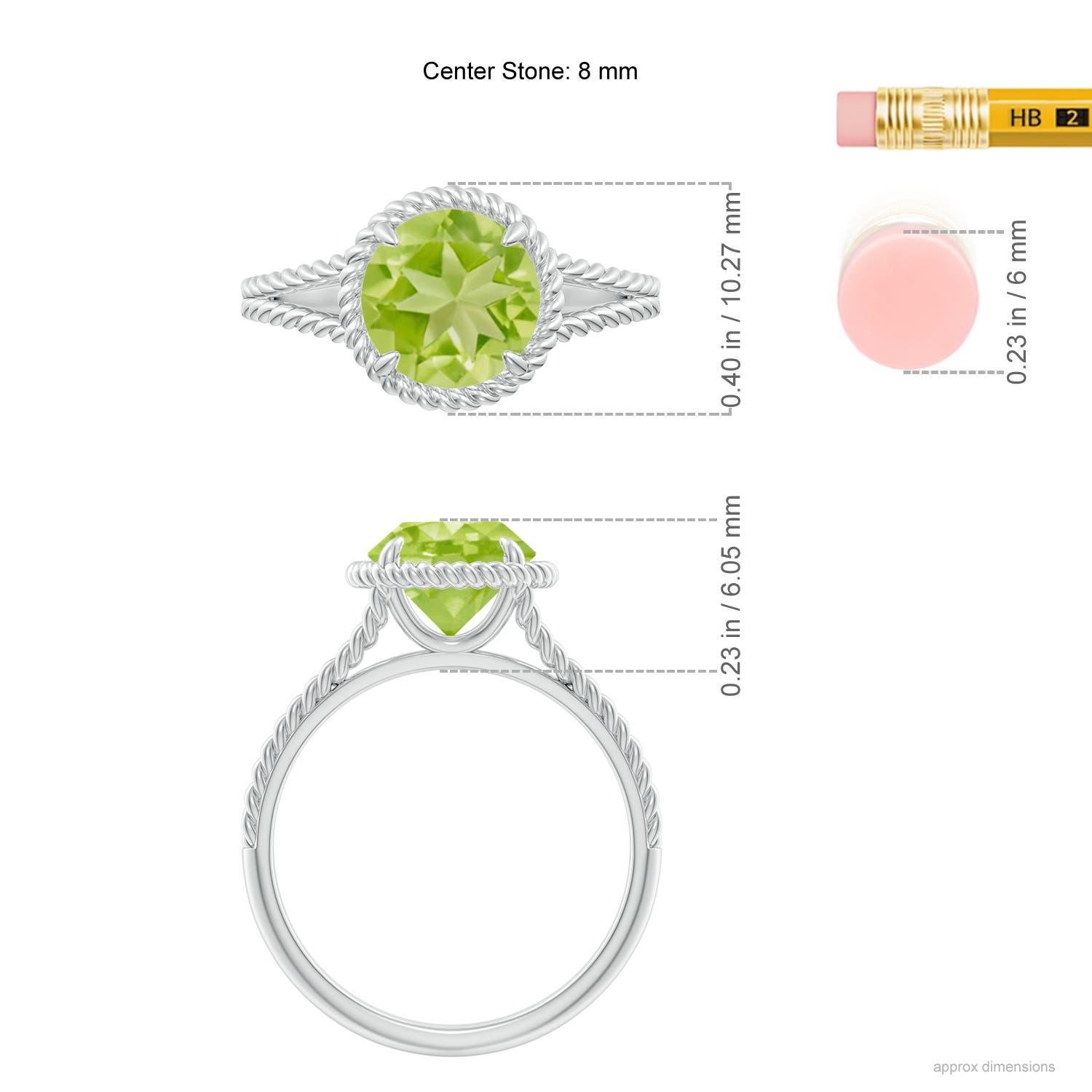 AA - Peridot / 2 CT / 14 KT White Gold