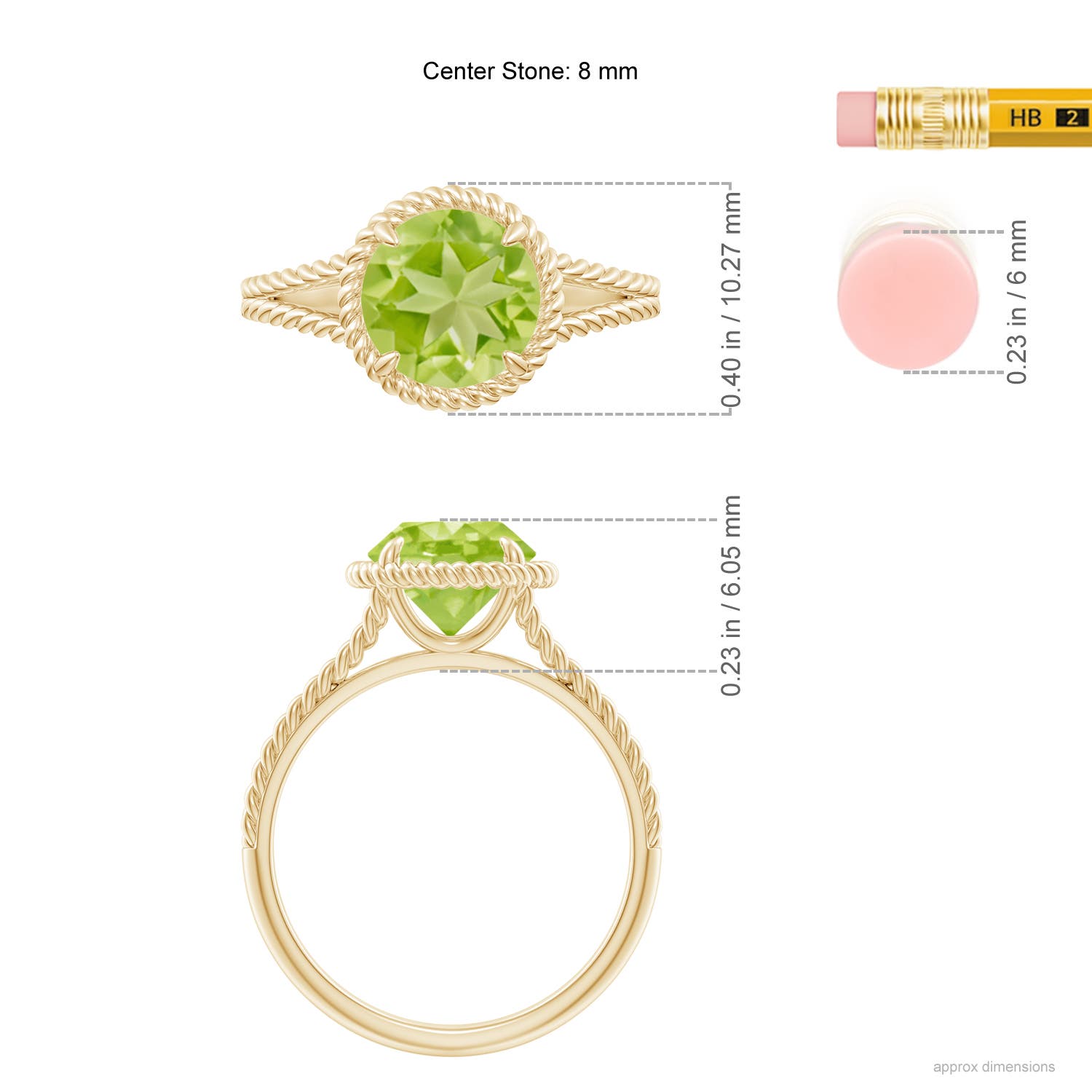 AA - Peridot / 2 CT / 14 KT Yellow Gold