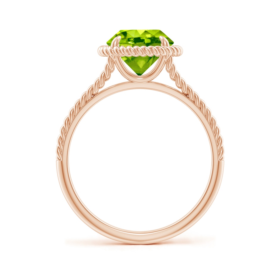 8mm AAA Peridot Twist Rope Split Shank Ring in Rose Gold side-1