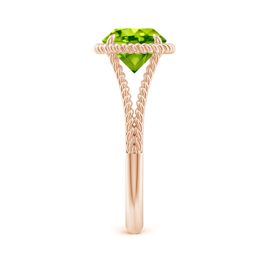 8mm AAA Peridot Twist Rope Split Shank Ring in Rose Gold side-2