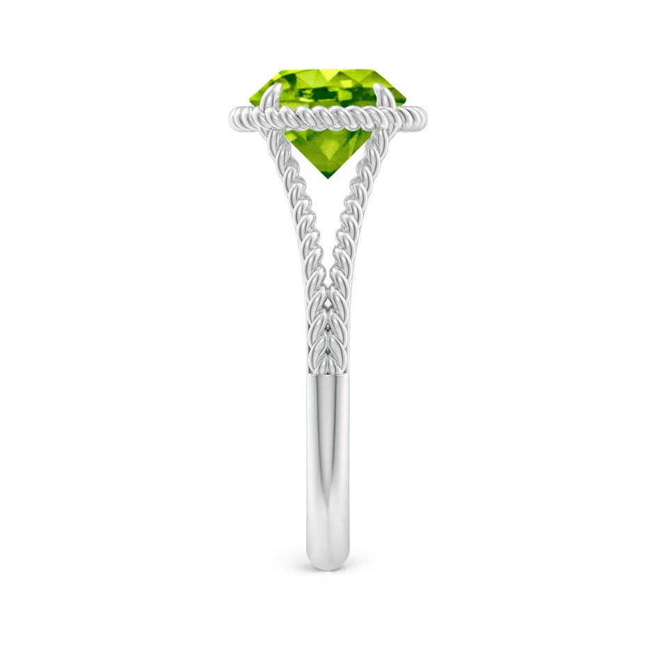 8mm AAA Peridot Twist Rope Split Shank Ring in White Gold side-2
