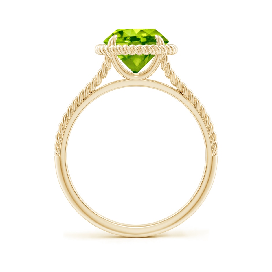 8mm AAA Peridot Twist Rope Split Shank Ring in Yellow Gold side-1