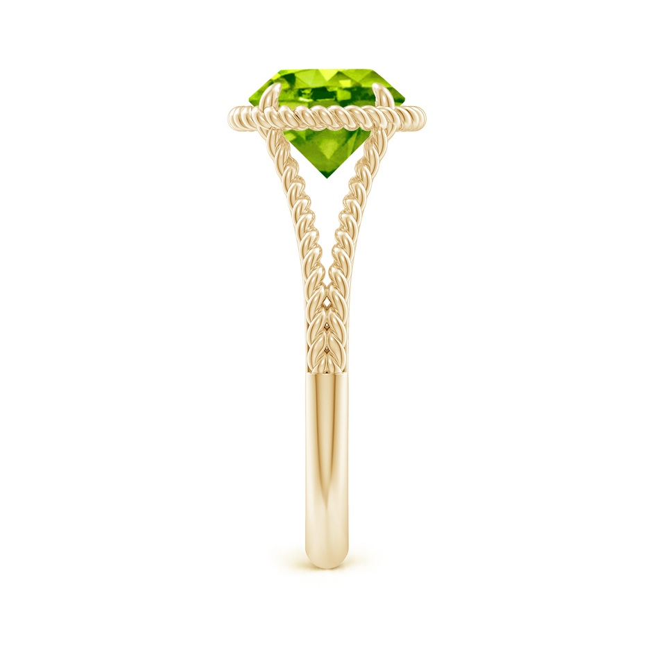 8mm AAA Peridot Twist Rope Split Shank Ring in Yellow Gold side-2