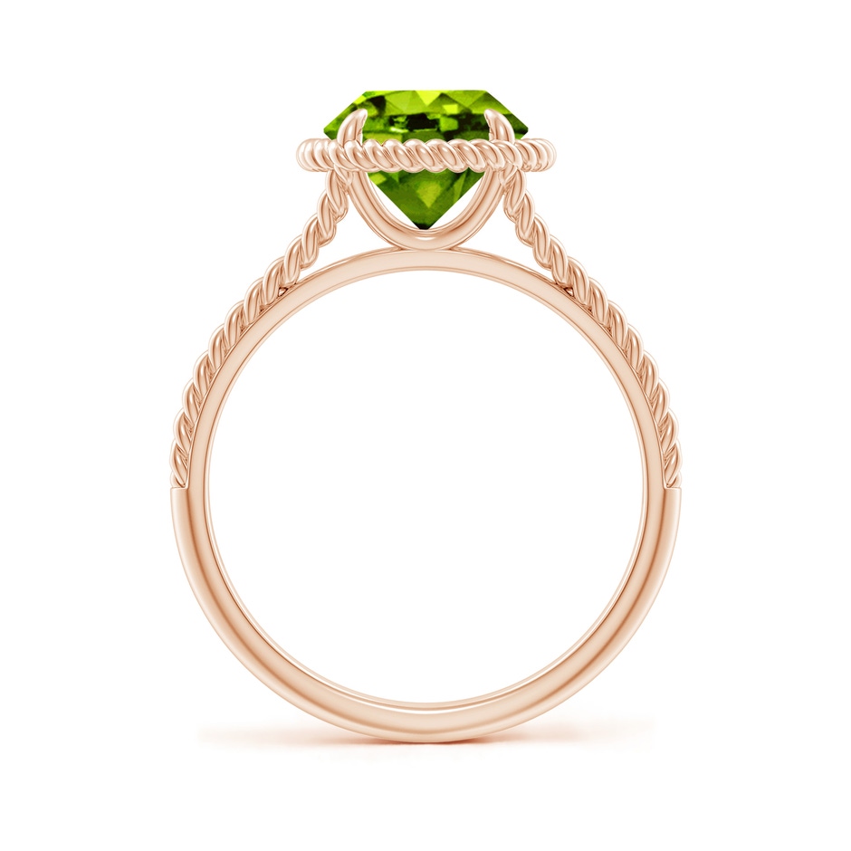 8mm AAAA Peridot Twist Rope Split Shank Ring in Rose Gold side-1