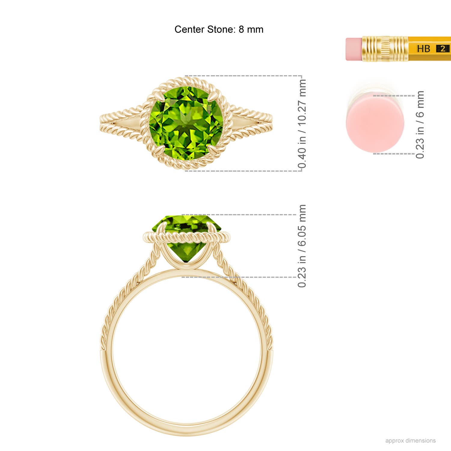 AAAA - Peridot / 2 CT / 14 KT Yellow Gold