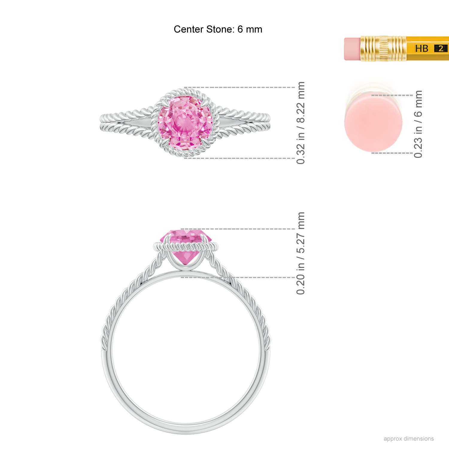 A - Pink Sapphire / 1 CT / 14 KT White Gold