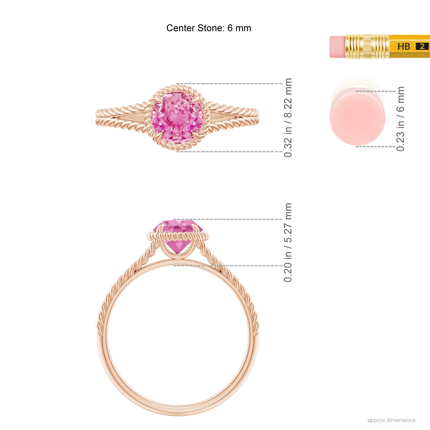 AA - Pink Sapphire / 1 CT / 14 KT Rose Gold