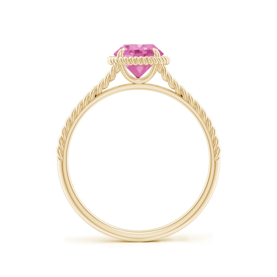 6mm AA Pink Sapphire Twist Rope Split Shank Ring in Yellow Gold side-1