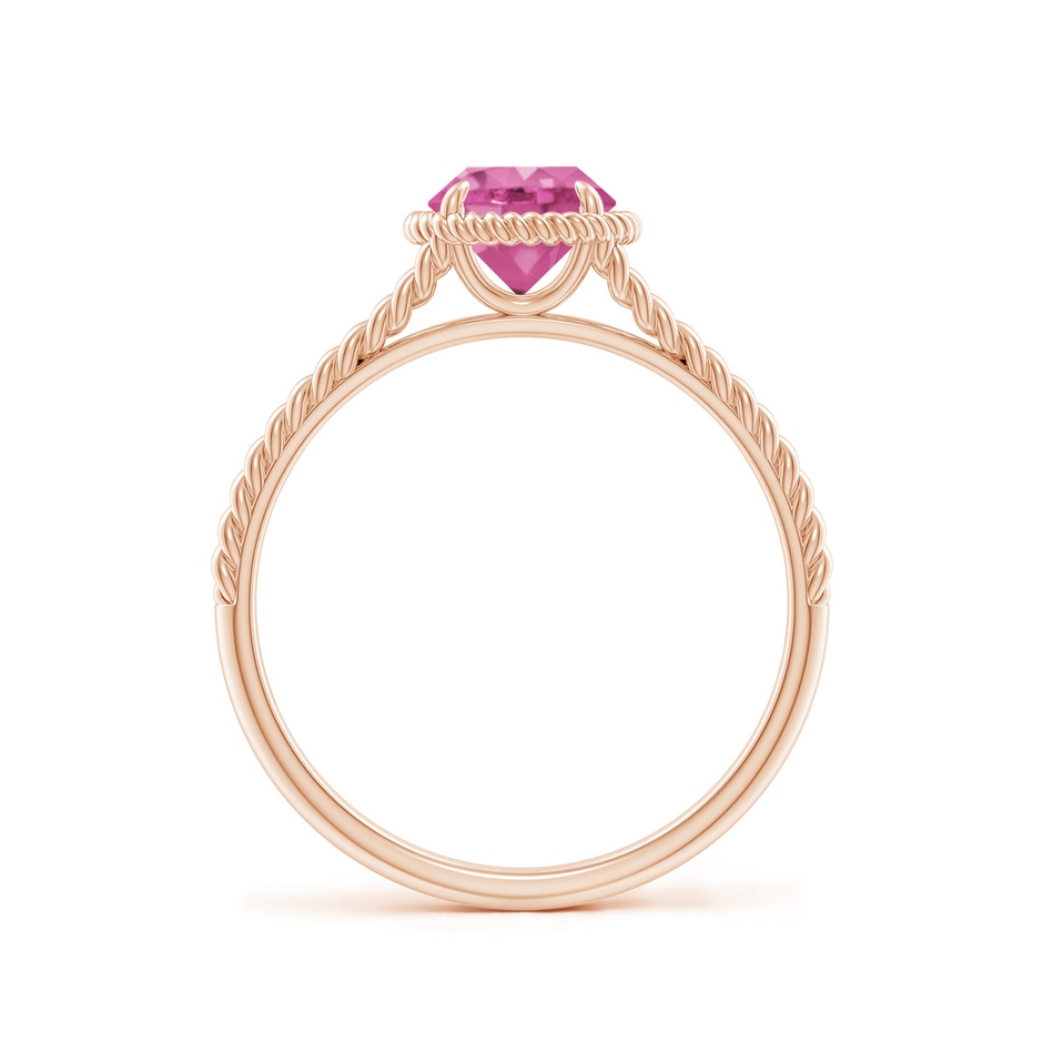 6mm AAA Pink Sapphire Twist Rope Split Shank Ring in Rose Gold side-1