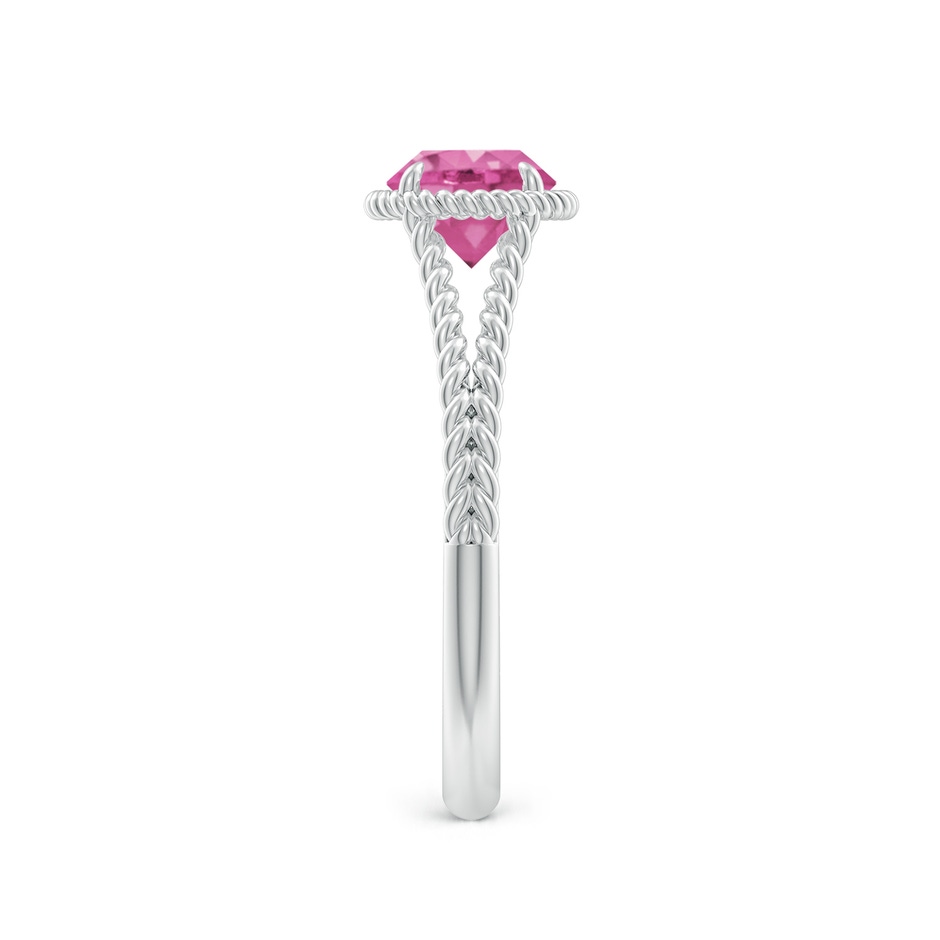 6mm AAA Pink Sapphire Twist Rope Split Shank Ring in White Gold side-2
