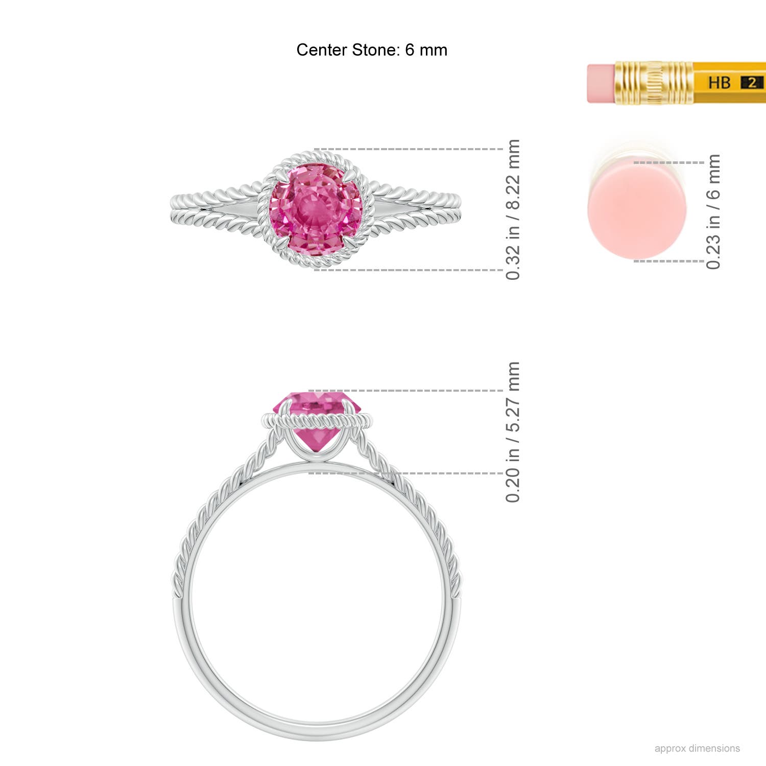 AAA - Pink Sapphire / 1 CT / 14 KT White Gold