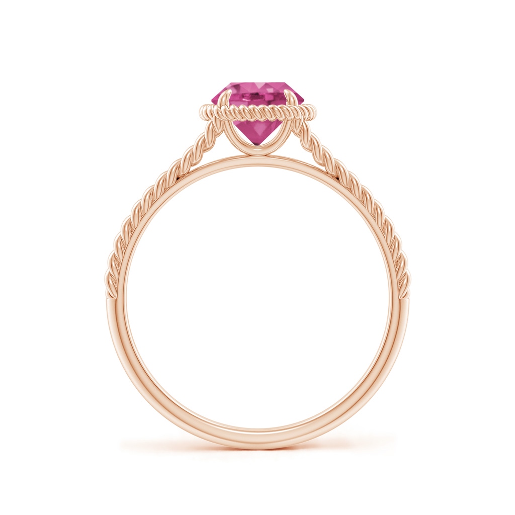 6mm AAAA Pink Sapphire Twist Rope Split Shank Ring in Rose Gold Side-1