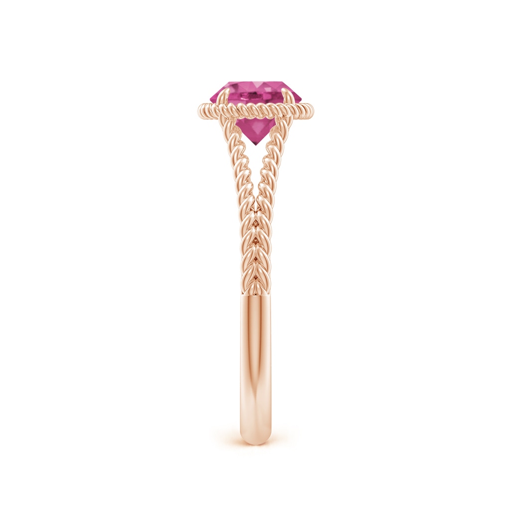6mm AAAA Pink Sapphire Twist Rope Split Shank Ring in Rose Gold Side-2