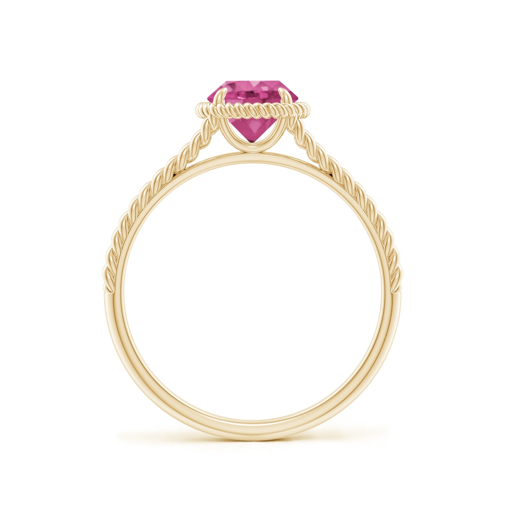 6mm AAAA Pink Sapphire Twist Rope Split Shank Ring in Yellow Gold Side-1