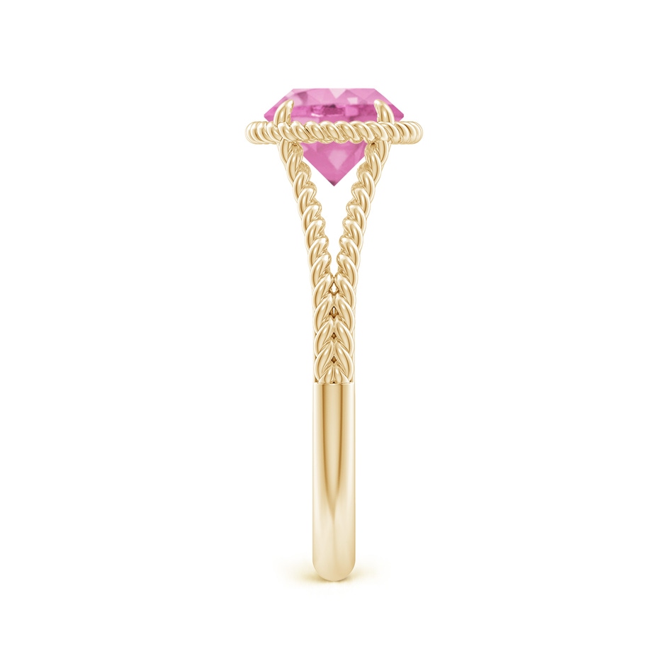 7mm A Pink Sapphire Twist Rope Split Shank Ring in Yellow Gold side-2