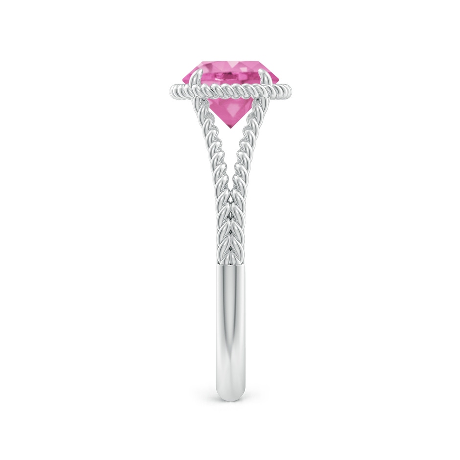 7mm AA Pink Sapphire Twist Rope Split Shank Ring in White Gold side-2