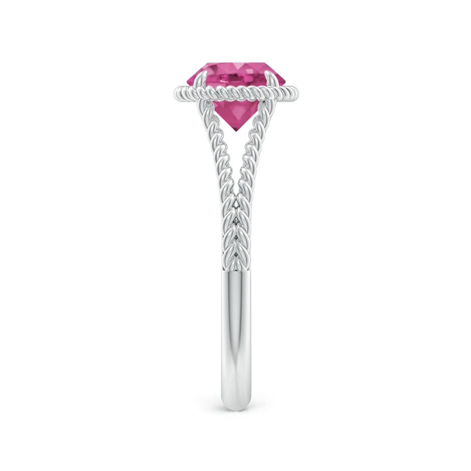 7mm AAAA Pink Sapphire Twist Rope Split Shank Ring in White Gold side-2