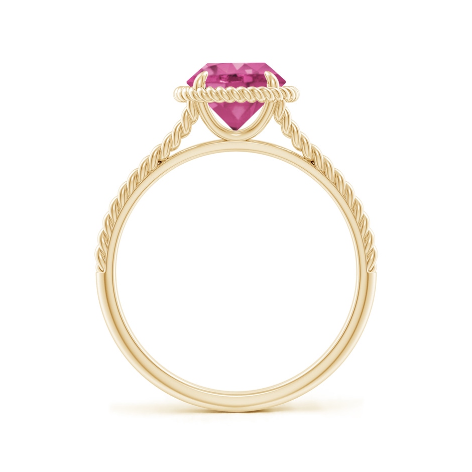 7mm AAAA Pink Sapphire Twist Rope Split Shank Ring in Yellow Gold side-1