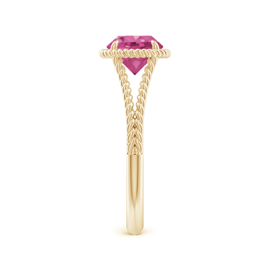 7mm AAAA Pink Sapphire Twist Rope Split Shank Ring in Yellow Gold side-2