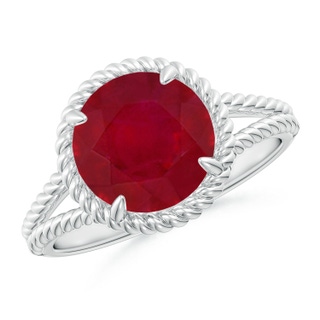 9mm AA Ruby Twist Rope Split Shank Ring in P950 Platinum