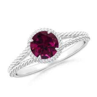 6mm AAA Rhodolite Twist Rope Split Shank Ring in White Gold