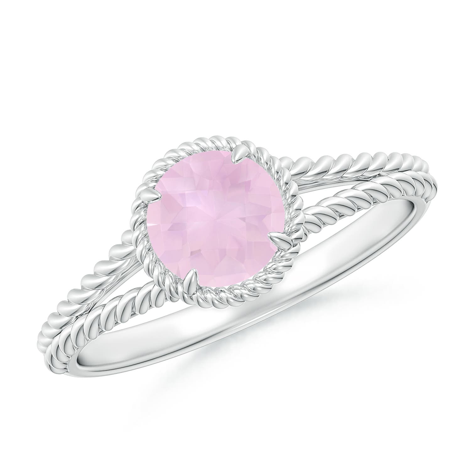 AAA - Rose Quartz / 0.65 CT / 14 KT White Gold