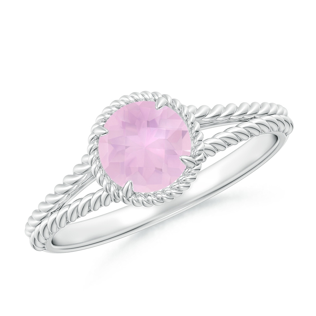 6mm AAAA Rose Quartz Twist Rope Split Shank Ring in P950 Platinum