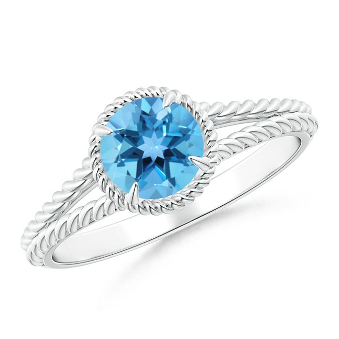 AA - Swiss Blue Topaz / 0.95 CT / 14 KT White Gold