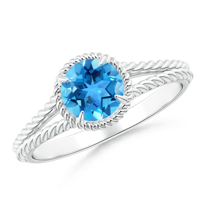 AAA - Swiss Blue Topaz / 0.95 CT / 14 KT White Gold