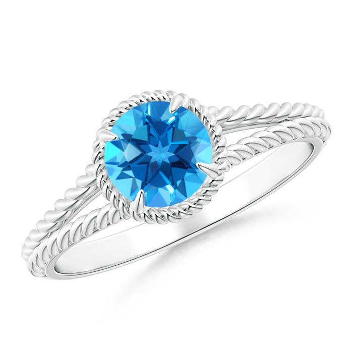 AAAA - Swiss Blue Topaz / 0.95 CT / 14 KT White Gold