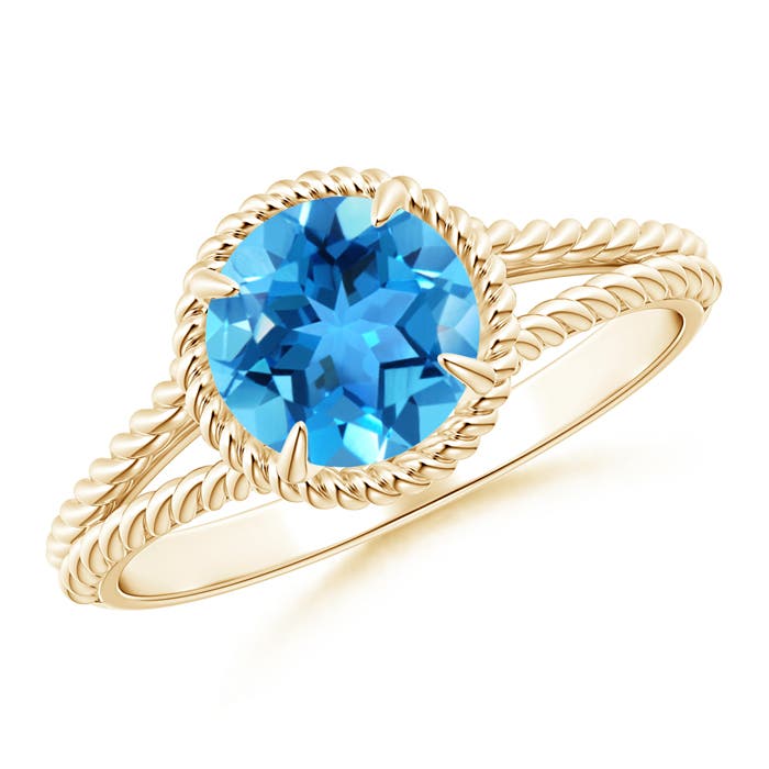 AAA - Swiss Blue Topaz / 1.55 CT / 14 KT Yellow Gold