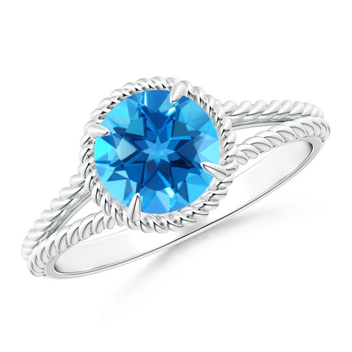 AAAA - Swiss Blue Topaz / 1.55 CT / 14 KT White Gold